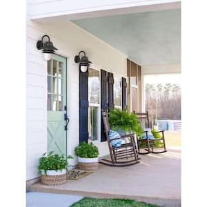 Nautical 1-Light Black 3000K ENERGY STAR LED Outdoor Wall Mount Sconce with Durable White Prismatic Acrylic Lens