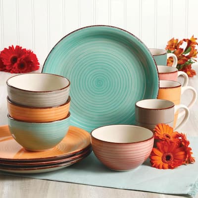 multi colored dinnerware sets