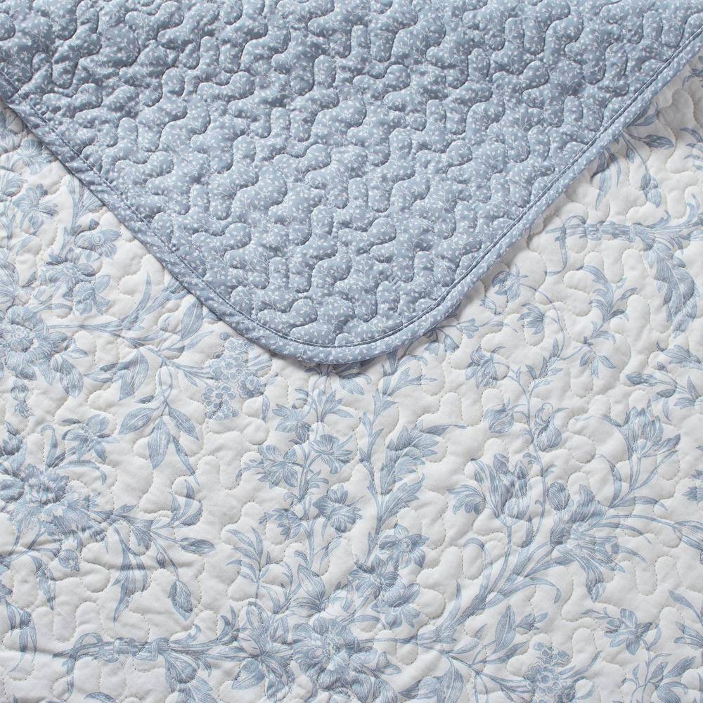 Amberley Blue and White Floral Cotton Twin Quilt Set