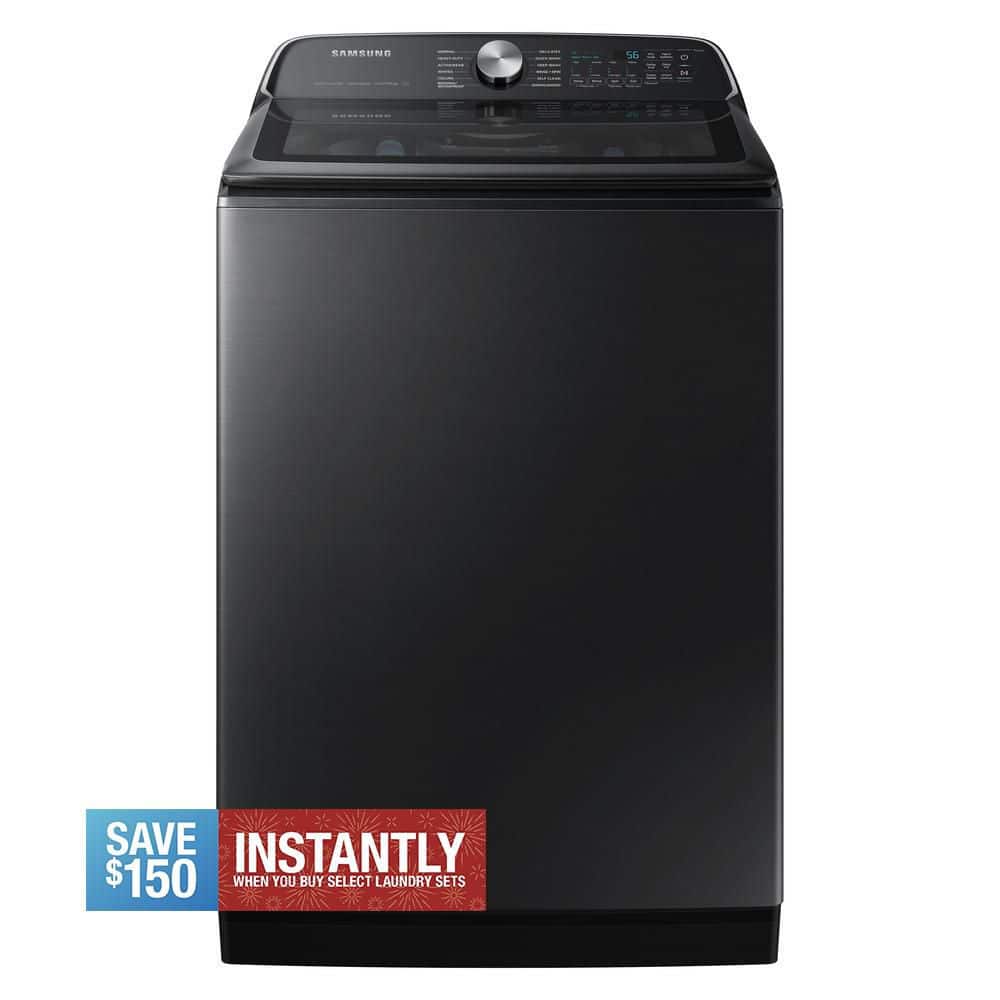 5.4 cu.ft. Extra-Large Capacity Smart Top Load Washer with ActiveWave Agitator and Super Speed Wash in Brushed Black