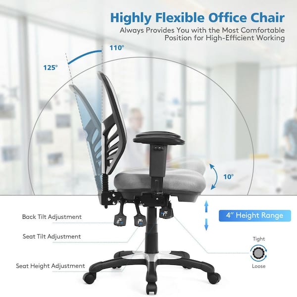 ANGELES HOME Black Sponge Office Chair with Flip-Up Arms and