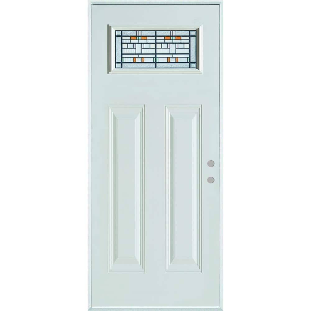 Small Oval Glass Primed White Steel Prehung Exterior Entrance Front Door -  China White Primed Doors, 2-Panel Planked Doors