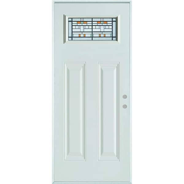 Stanley Doors 36 in. x 80 in. Art Deco 1/2 Lite 1-Panel Painted