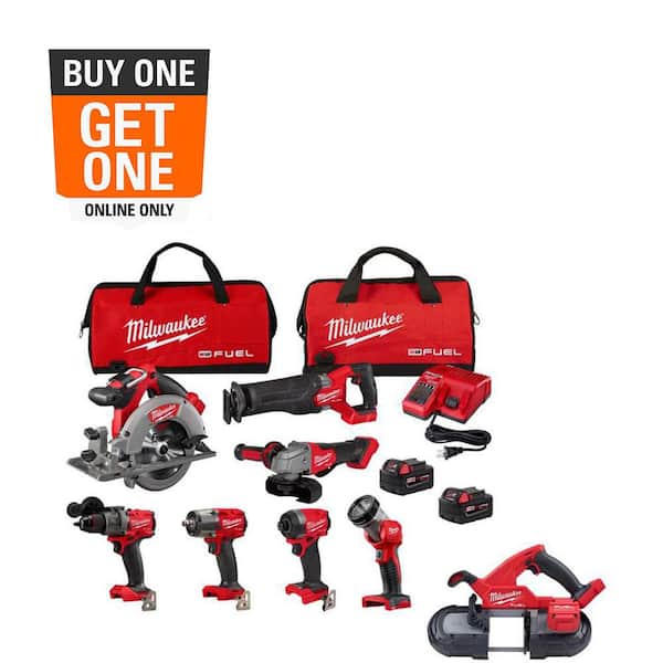 M18 FUEL 18V Lithium-Ion Brushless Cordless Combo Kit with (2) 5.0 Ah Batteries (7-Tool) & Compact Bandsaw