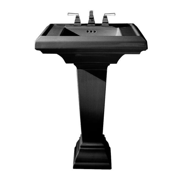 American Standard Town Square Pedestal Combo Bathroom Sink with 4 in. Faucet Centers in Black