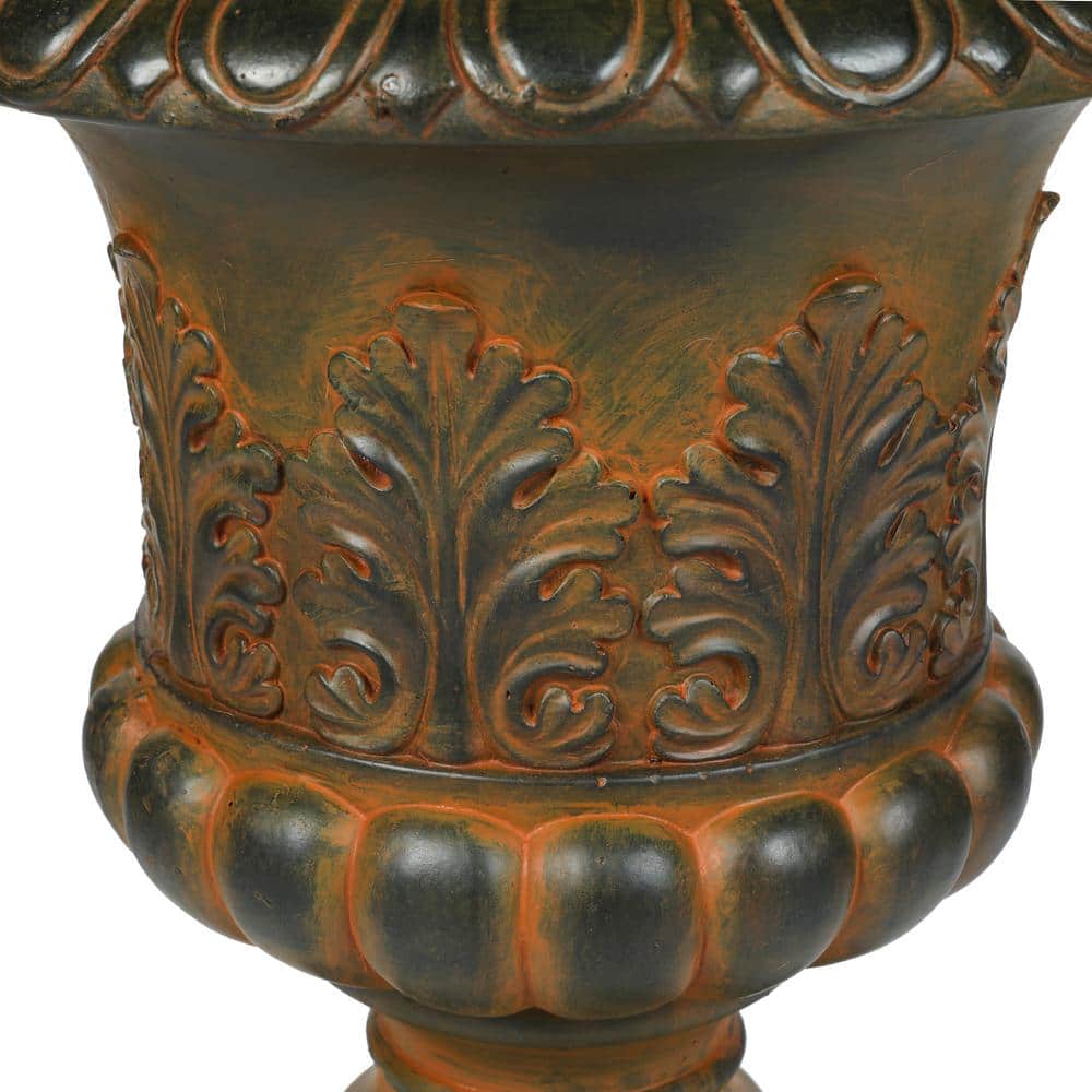 Classic Weathered Brown 18" MgO Urn Planter for Outdoor Elegance