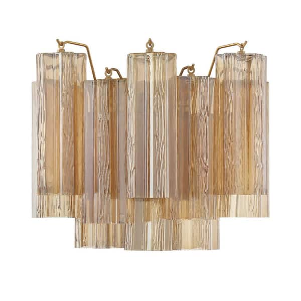 Crystorama Addis 2-Light Aged Brass Dimmable Wall Sconce