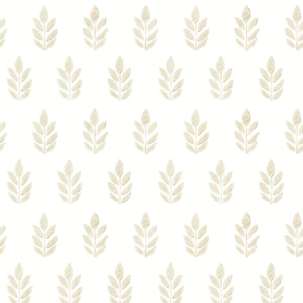 Chesapeake Ervic Neutral Leaf Block Print Wallpaper Sample