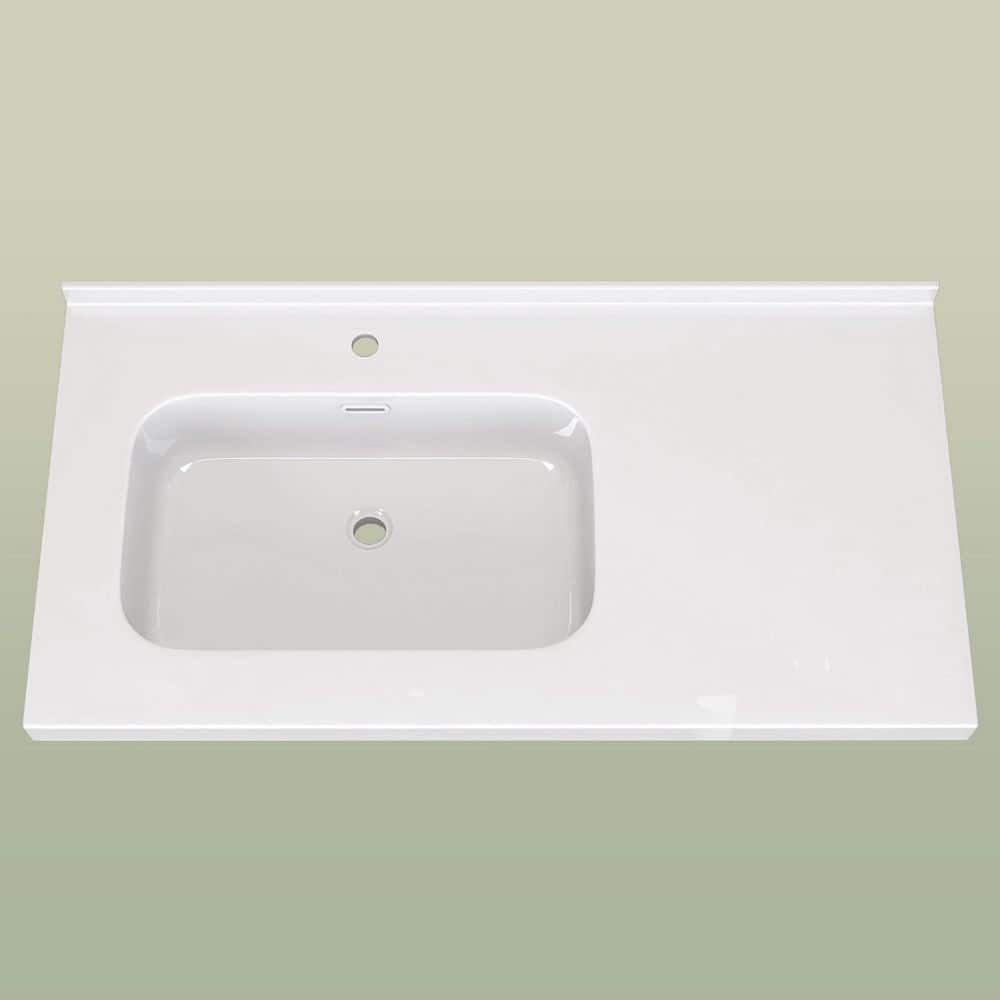 42 in. W x 22 in. D Solid Surface White Rectangular Left Single Sink Bath Vanity Top and Basin with 1.38 in. Backsplash price history on PriceWatchPro