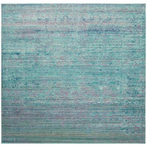 Valencia 7 ft. x 7 ft. Square Turquoise/Multi Distressed Area Rug