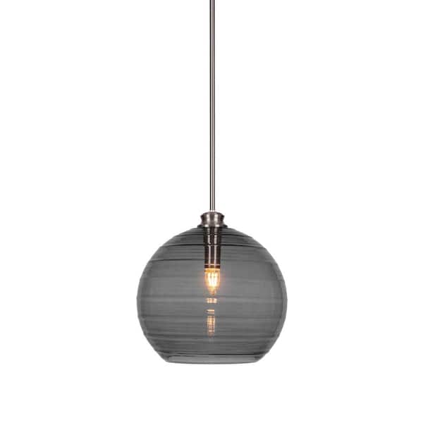 Unbranded Melbourne 60-Watt 1-Light Brushed Nickel Shaded Mini Pendant Light with Glass Shade