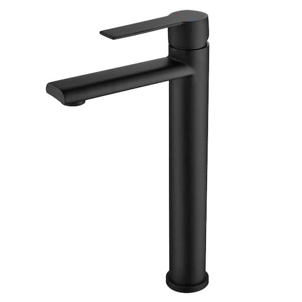 Miscool Amii 12.4 in. H Single Handle Single-Hole Bathroom Faucet in Matte Black