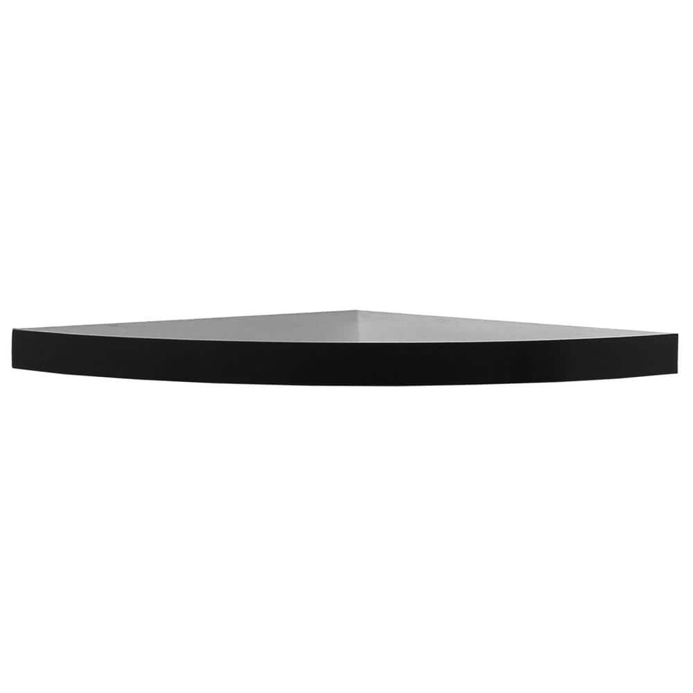 InPlace 18" x 18" Floating Corner Shelf Wall Mounted Black - Modern Decor, MDF, Smooth Finish