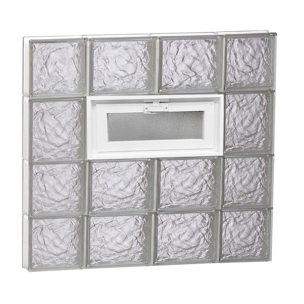 Clearly Secure 27 in. x 25 in. x 3.125 in. Frameless Ice Pattern Vented Glass Block Window
