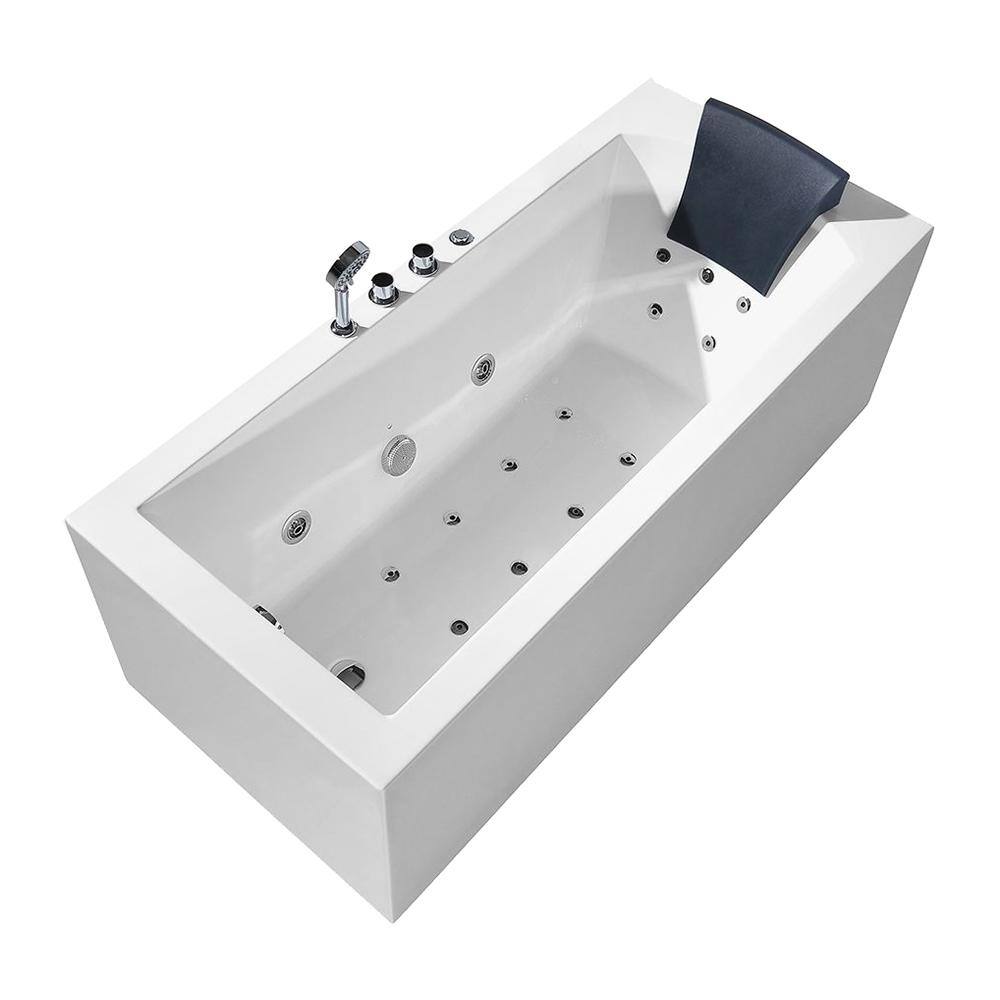 70-Inch White Acrylic Alcove Whirlpool Bathtub with Jets