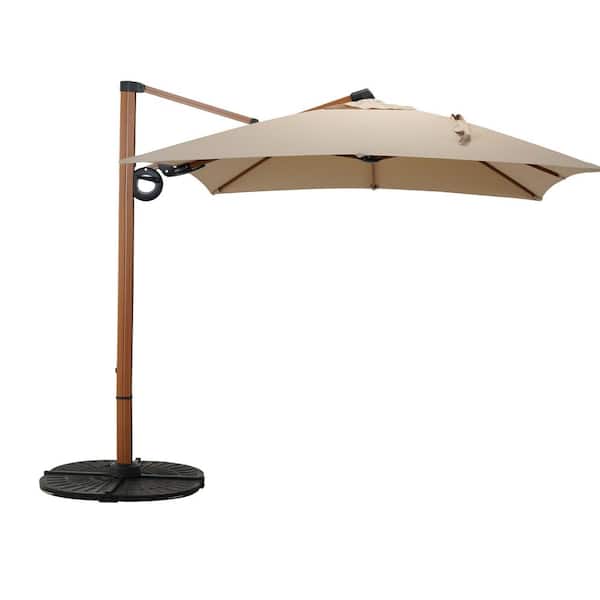 10 ft. Patio Umbrella, Aluminum Cantilever Umbrella with Canopy, in Champagne