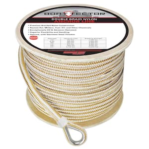 1/2 in. x 300 ft. BoatTector Double Braid Nylon Anchor Line with Thimble in White and Gold