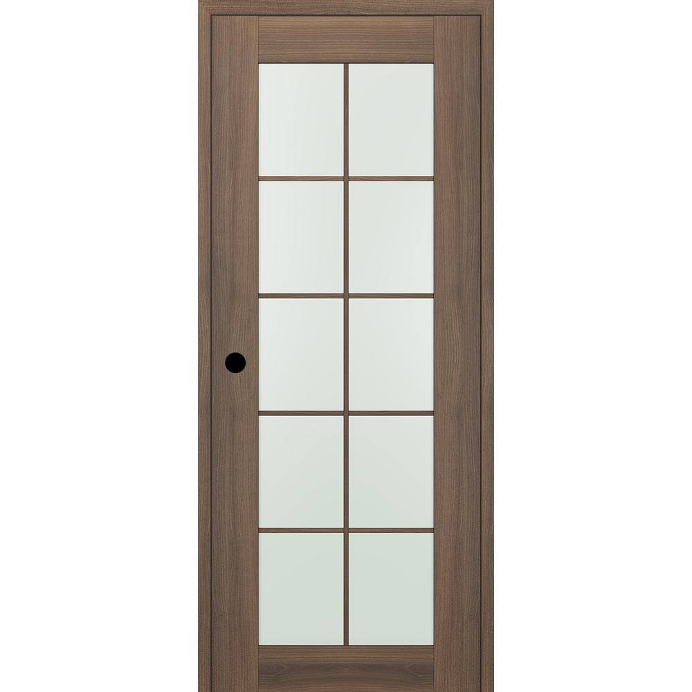 Pecan Nutwood Solid Composite 10-Lite Frosted Glass Interior Door