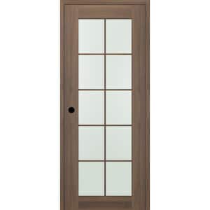 18 in. x 80 in. Vona Right-Hand Solid Composite Core Frosted Glass Pecan Nutwood Wood Single Prehung Interior Door