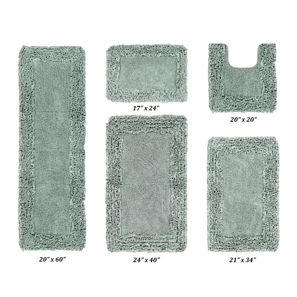 Better Trends Shaggy Border Collection Green 100% Cotton 5 Piece Bath ...