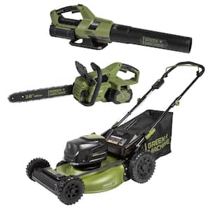 62V 3-Tool Combo Kit Includes: 22 in. Push Mower, 655 CFM Blower, 16 in. Chainsaw (3) 4Ah batteries, (3) Rapid Chargers