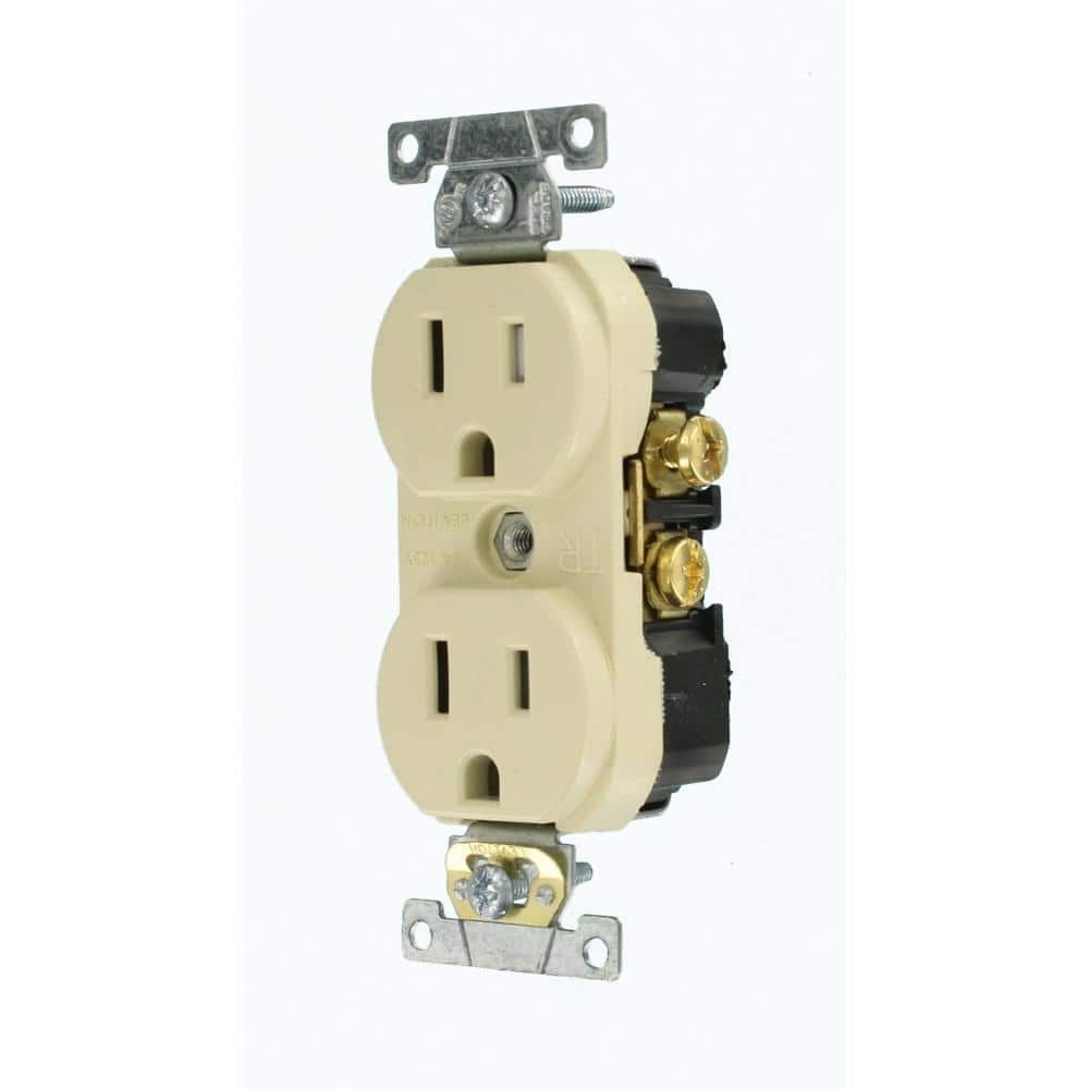 Ivory Tamper Resistant Duplex Outlet with Wall Plate
