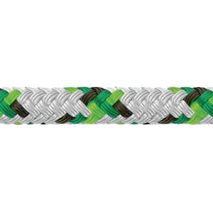 XLS3 Yacht Braid, 5/16 in. (8mm) x 500 ft., White With Green Tracer