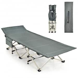 Gray Wide Foldable Camping Cot with Carrying Bag
