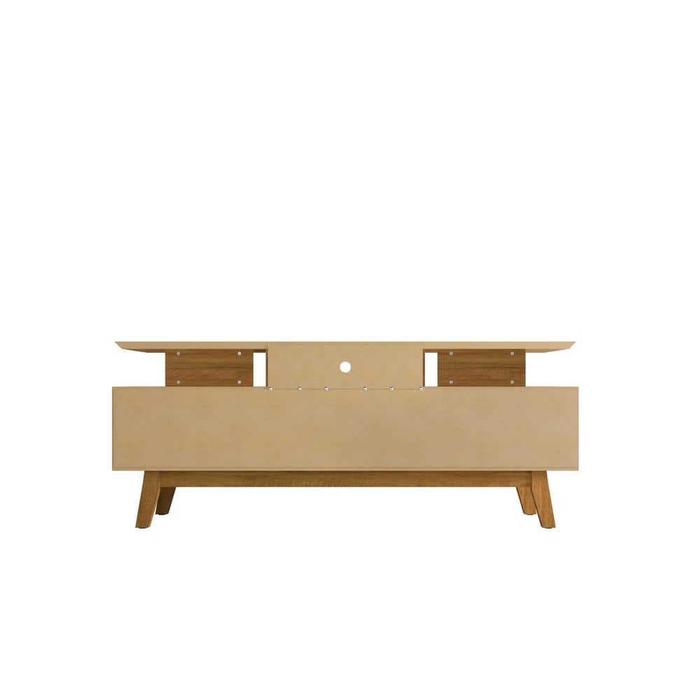Mid-Century Modern Off White and Cinnamon TV Stand with Storage