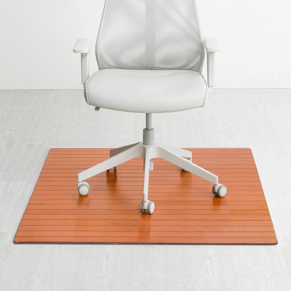 Anji Mountain Walnut 42 in. x 48 in. Bamboo Roll-Up Chair Mat with