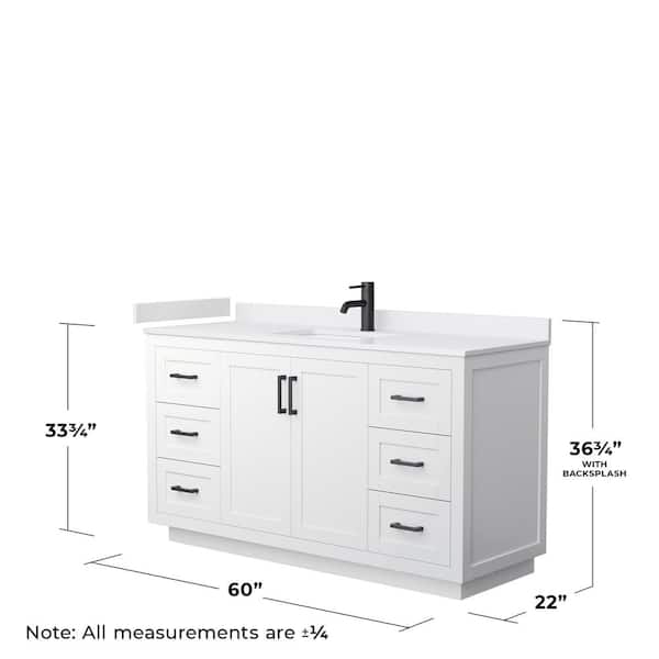 Miranda 60 in. W Single Bath Vanity in White with Cultured Marble Vanity Top in White with White Basin
