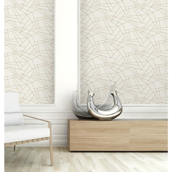 Geometric Triangles Beige and Brown Paper Non-Pasted Strippable Wallpaper Roll (Cover 60.75 sq. ft.)