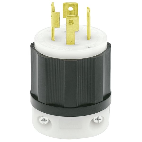 Leviton 30 Amp 250-Volt 3-Phase Locking Grounding Plug, Black/White
