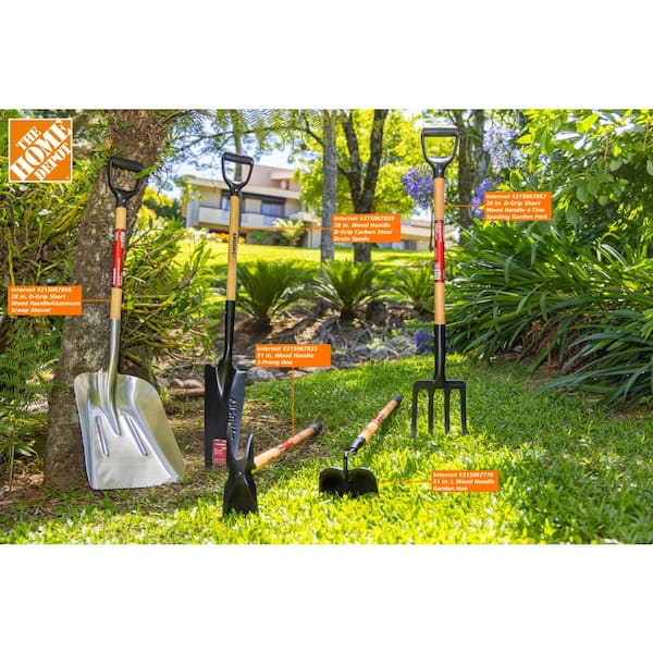 28 in. D-Grip Short Wood Handle Aluminum Scoop Shovel