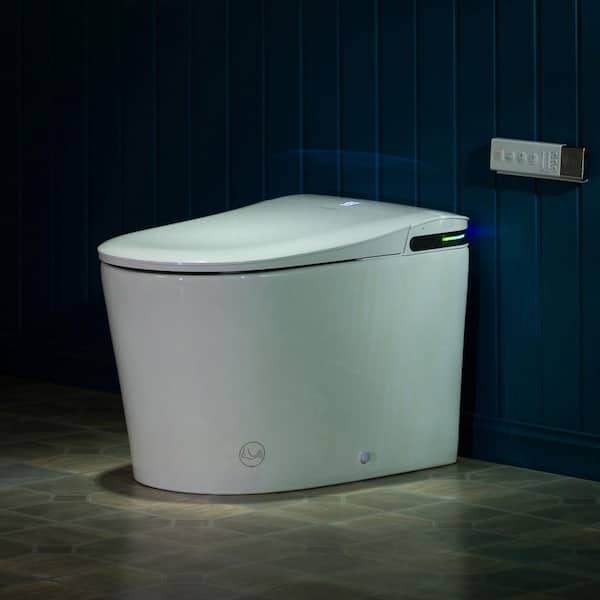 Elongated Smart Bidet Toilet 1.28 GPF in White w/ Auto Open/Close,Fragrance System,UV-Sterilized Nozzle and Foot Sensor