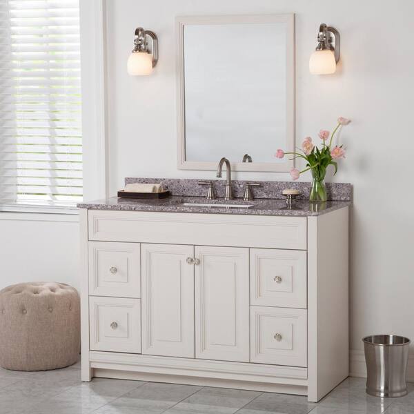 Home Decorators Collection Brinkhill 49 in. W x 22 in. D Bathroom Vanity in Cream with Stone Effect Vanity Top in Mineral Gray with White Sink