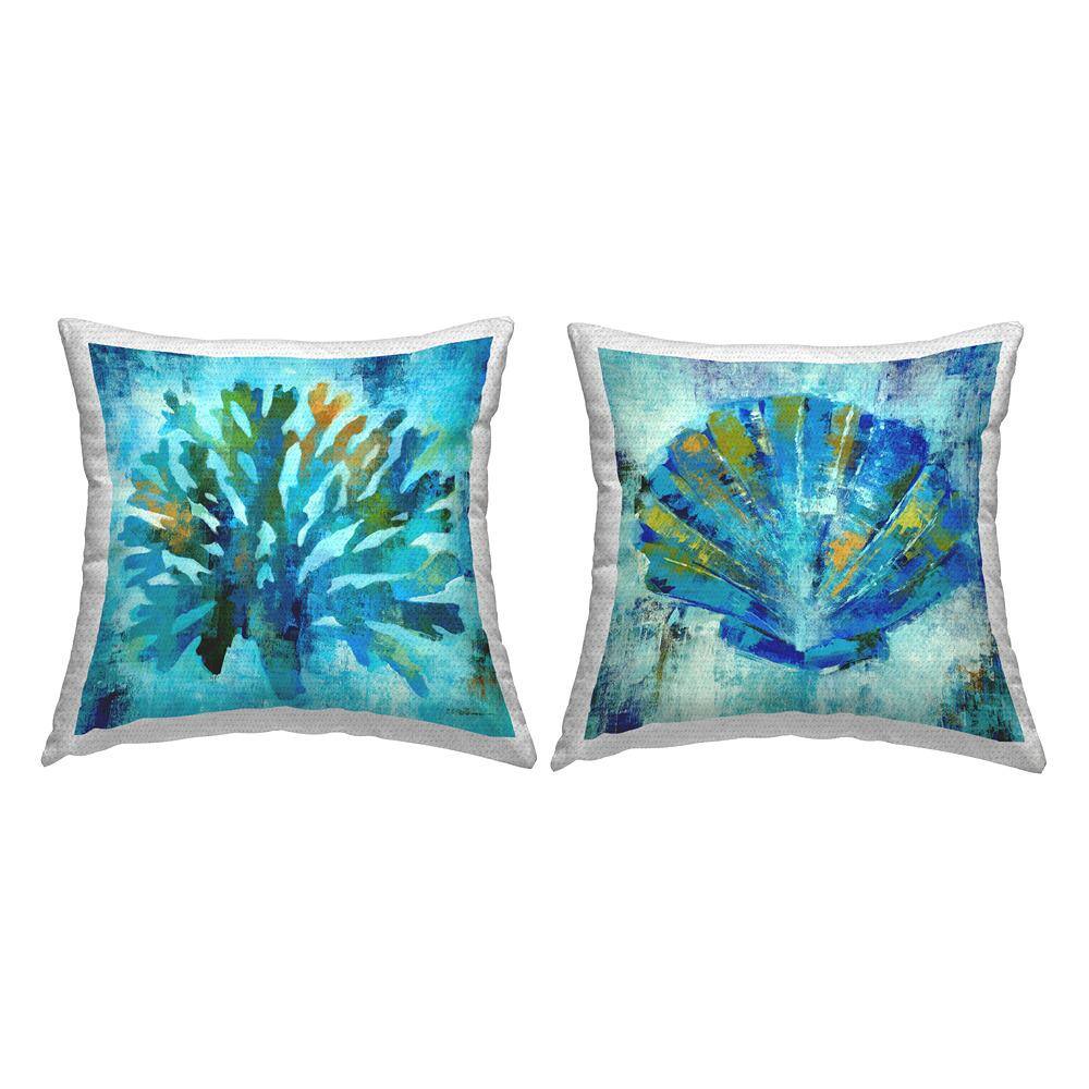 Modern Blue Aquatic Life Blue Square Outdoor Throw Pillow 2-Pack price history on PriceWatchPro