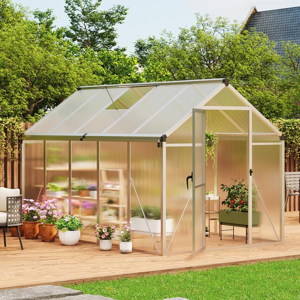 6x10ft.Walk in Polycarbonate Greenhouse with Enhanced Aluminum Frame,Sliding Door for Garden price history on PriceWatchPro