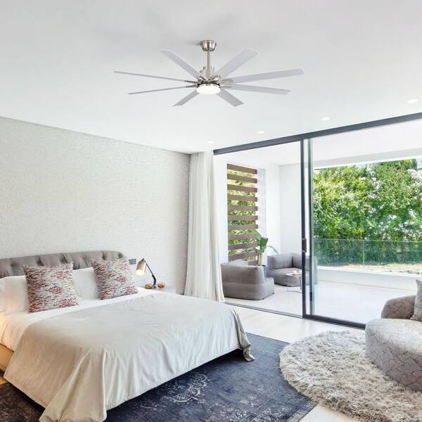 Sofucor 66 in. LED Indoor/Outdoor Nickel Smart Modern Ceiling Fan