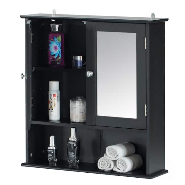 Basicwise Black Mirror Wall Mounted, Bathroom Wall Cabinets 22 Inches Wide