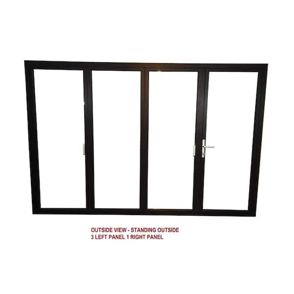 TEZA DOORS 108 in. x 80 in. Black Left Swing/Outswing 4-Panels Bifold Patio Door