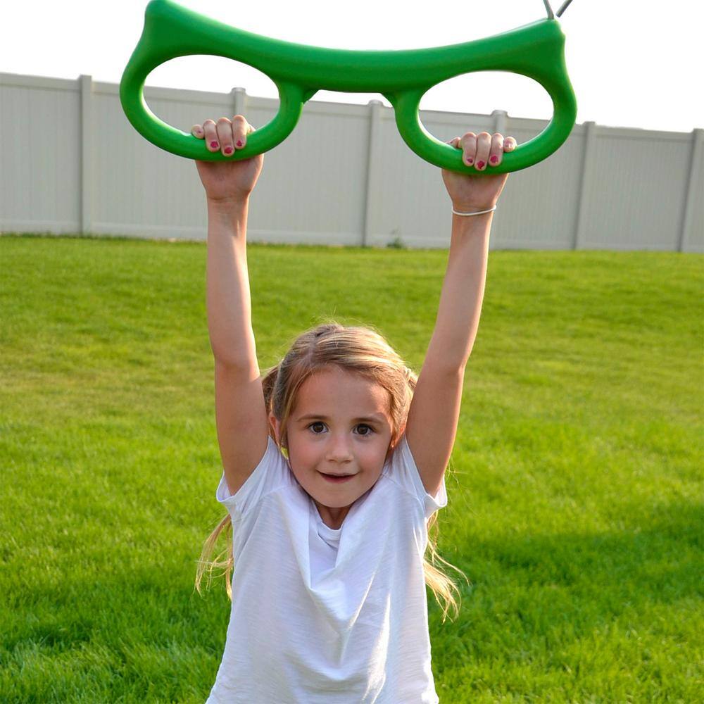 Sierra Vista Blue and Green Metal Swing Set with Slide