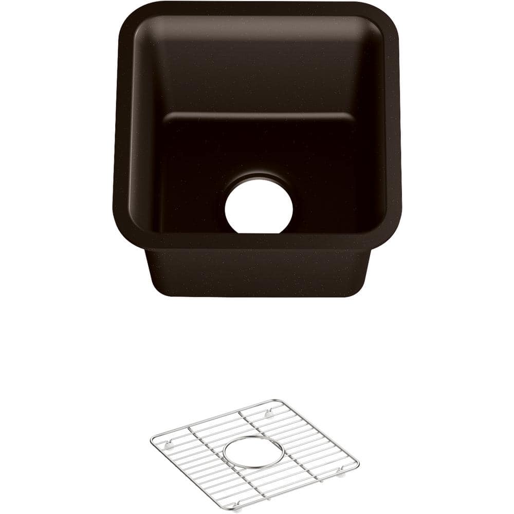 Matte Brown Neoroc Undermount Bar Sink with Soft Curves