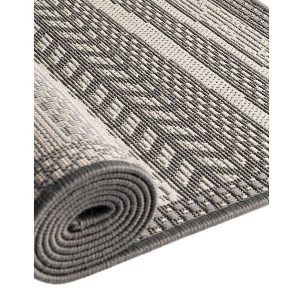 EasyCare 6' Square Gray Stripe Synthetic Outdoor Rug