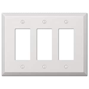 Three-3-Gang Mid-Size Decorator Decora Rocker Light Switch Wall Plate White 