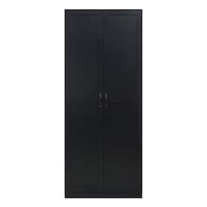 Hopkins Black 29.6 in. Wide Freestanding Storage Closet Wardrobe with 7 Shelves