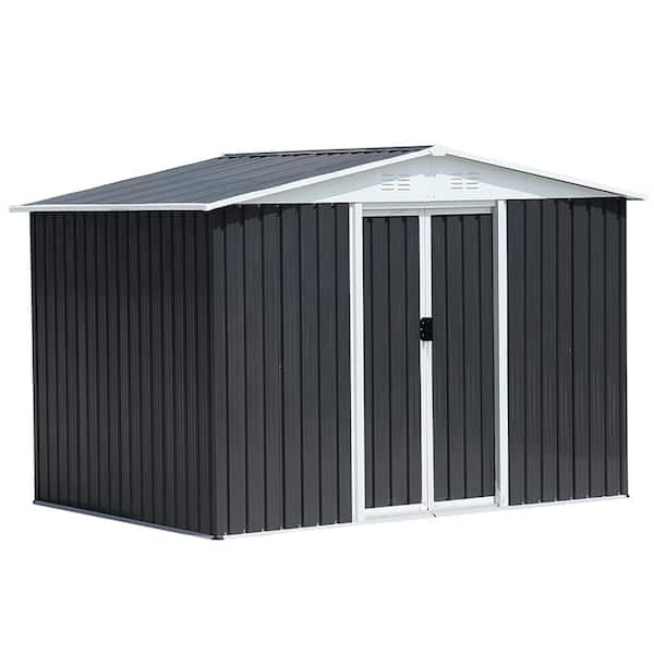 8 ft. x 6 ft. Dark Grey Outdoor Metal Shed Storage with Aluminum Alloy Frame, Lockable Sliding Door (43 sq. ft.)