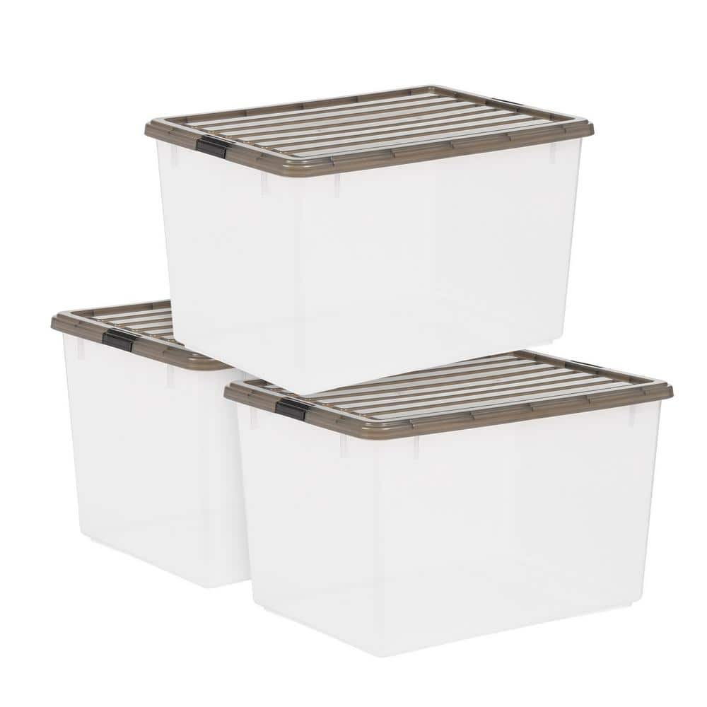 Hefty 72qt Clear Hi-Rise Storage bin with Stackable Lid - Red