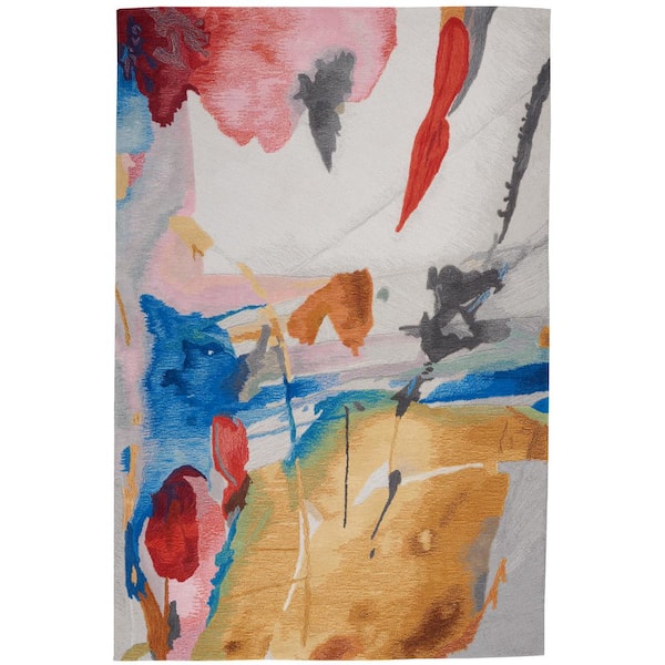 Nourison Symmetry Multicolor 4 ft. x 6 ft. Abstract Contemporary Area Rug