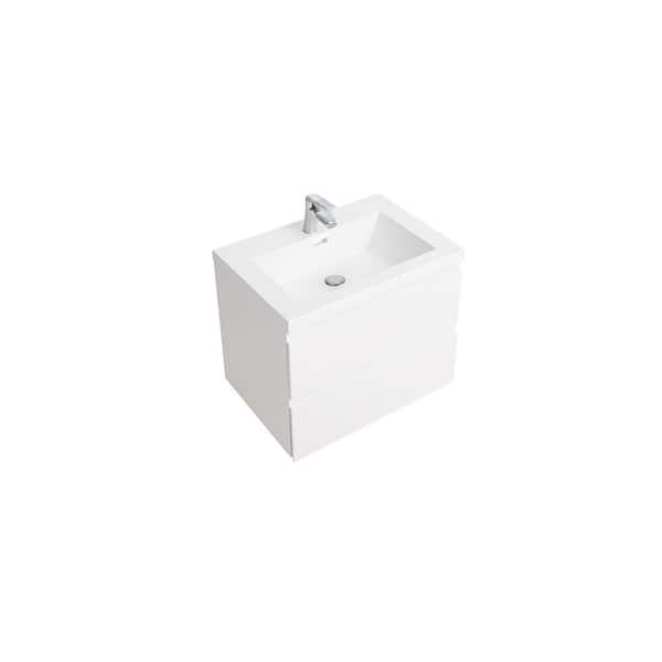 Equinox 30 in. in. W x 19-5/8 in. in. D x 22-1/2 in. in. H Floating Bath Vanity White Glossy White Ceramic Top Assembled